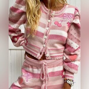 LoveShackFancy Sundown Jogger and Vesper Cropped Cardigan